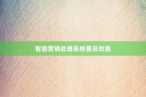 智能营销处理系统普及效能